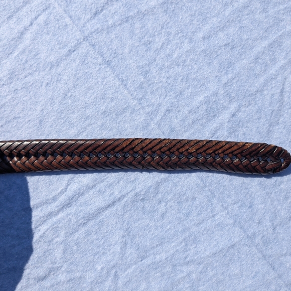 Unique Braided Brown Leather Belt with Silver Buckle - Picture 5 of 5